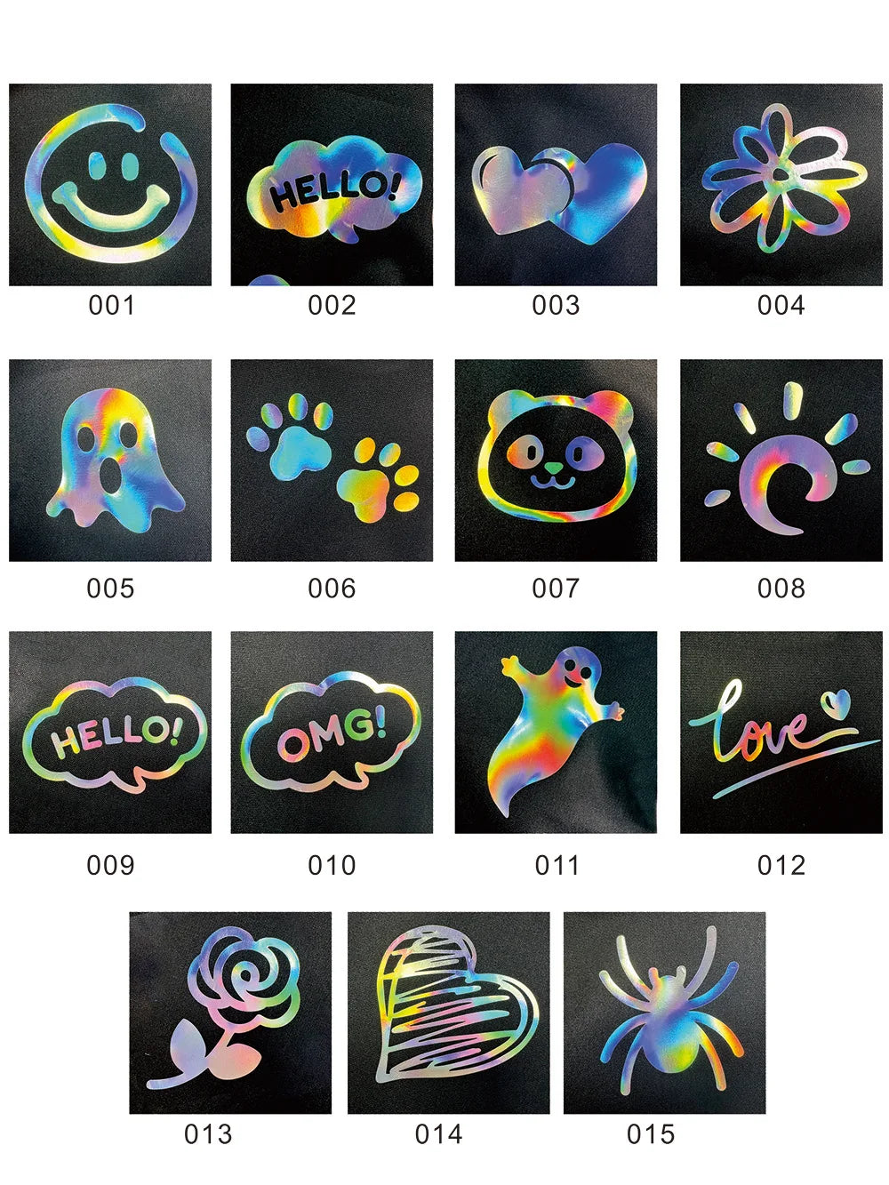 10pcs DIY Laser Rainbow Reflective IRON ON Personalised Stickers  Label for clothing Clothes logo ironing label