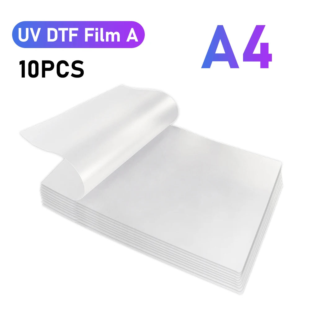 A4 UV DTF Printing A Film and Transfer B Film Crystal Wood Acrylic all Label Film For UV DTF Film Printer Sticker Film Printer