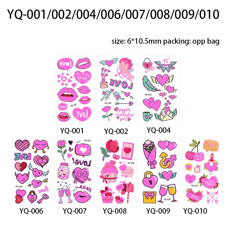 Luminous Temporary Tattoos Stickers Fluorescent Neon In Dark Illuminate Tattoo Elephant/Love Heart Shoulder Tattoo Party Sticker