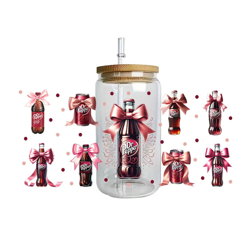 cup Beverage Series Easy peel waterproof DIY Decals 3D transfers uvdtf crystal stickers 16oz uv dtf cup wraps for Glasses