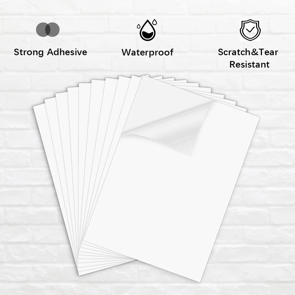 10Sheets 100% Transparent Printable Vinyl Sticker Paper Self-adhesive A4 Glossy White Copy Paper for Inkjet Printer DIY Stickers