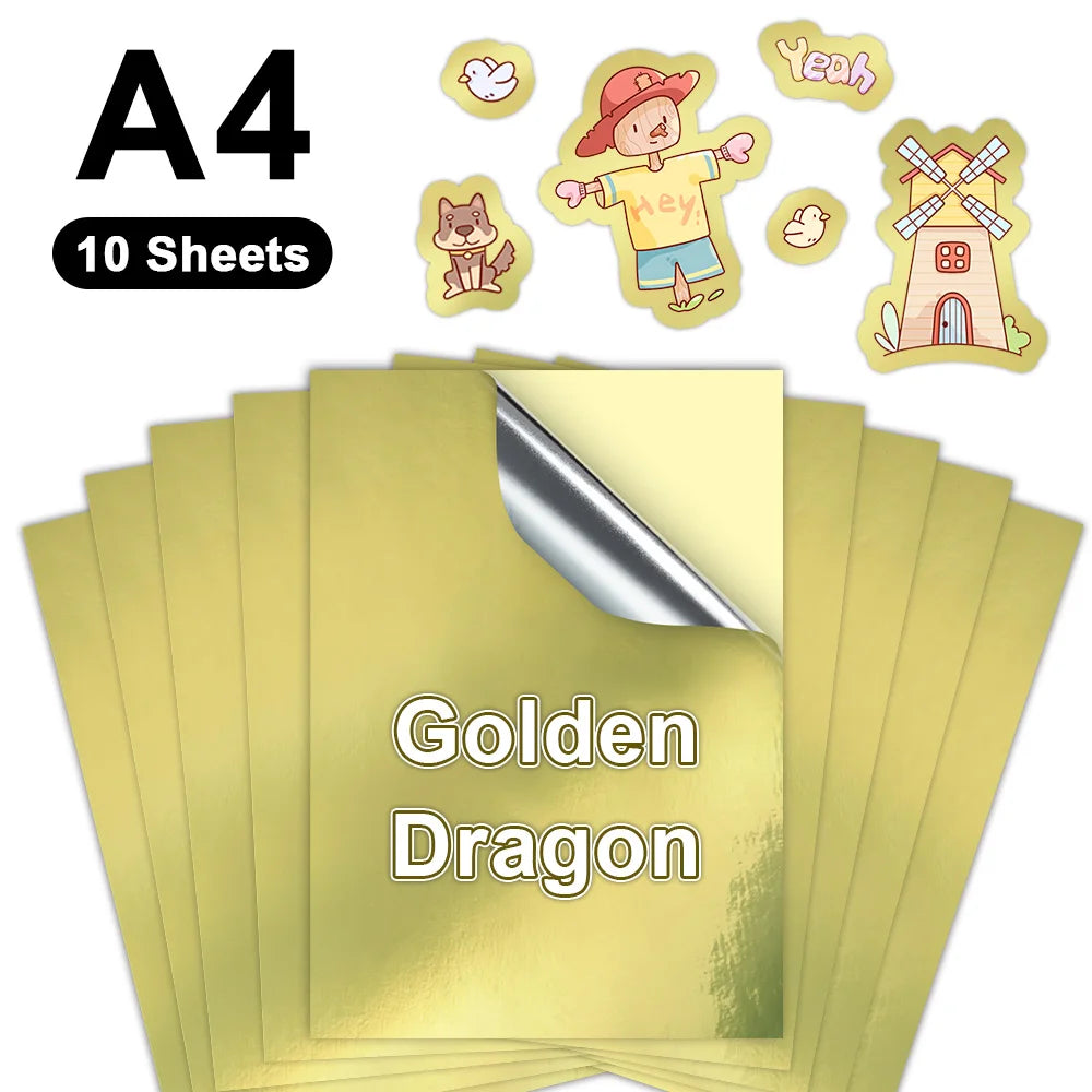 10Sheets 100% Transparent Printable Vinyl Sticker Paper Self-adhesive A4 Glossy White Copy Paper for Inkjet Printer DIY Stickers