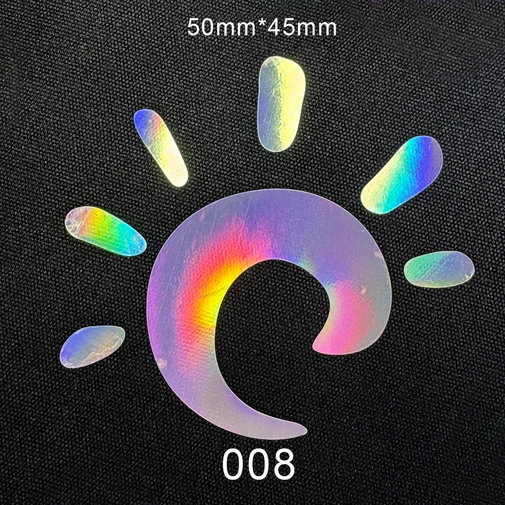 10pcs DIY Laser Rainbow Reflective IRON ON Personalised Stickers  Label for clothing Clothes logo ironing label