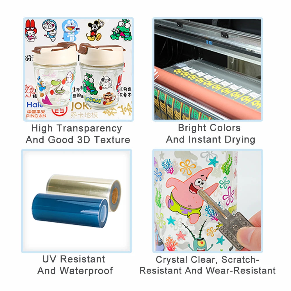 30CM 30CM*100M UV DTF Film A And B Film For UV Flatbed Printer AB Film Lamination Machine Transfer Sticker For DIY