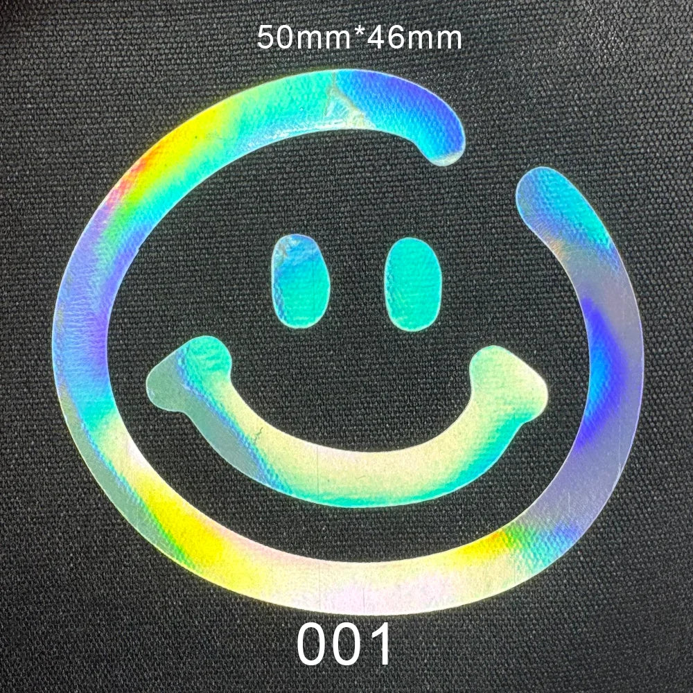 10pcs DIY Laser Rainbow Reflective IRON ON Personalised Stickers  Label for clothing Clothes logo ironing label