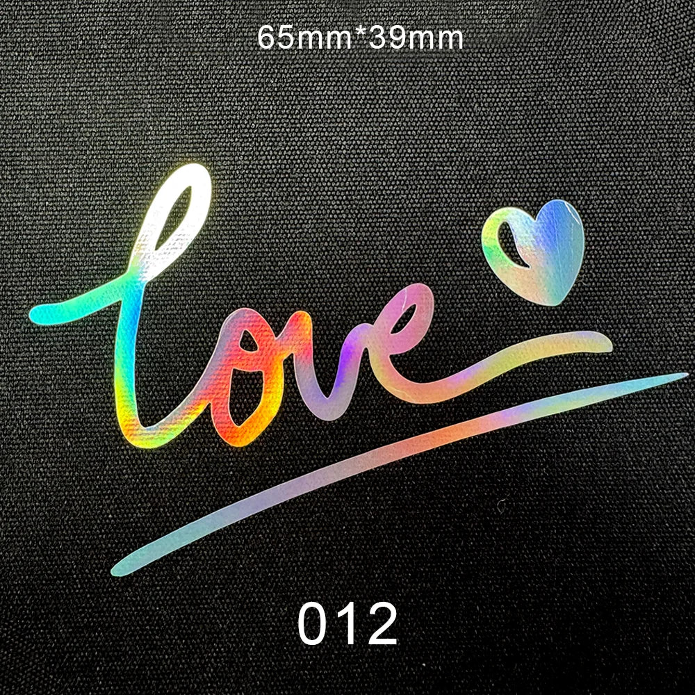 10pcs DIY Laser Rainbow Reflective IRON ON Personalised Stickers  Label for clothing Clothes logo ironing label