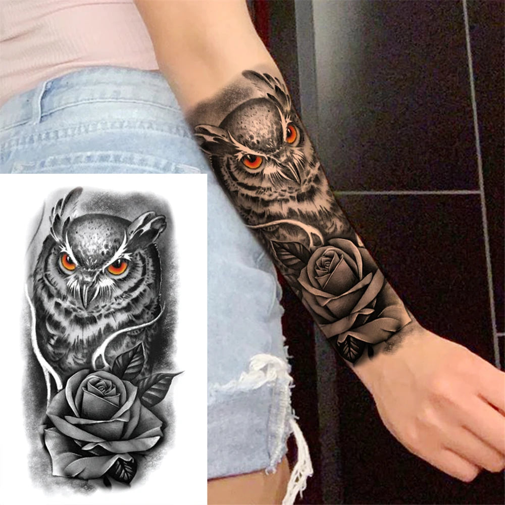 Full Arm Temporary Tattoos Sleeve For Men Women Realistic Fake Tatoos Warrior Lion Tiger Flower Tatoo Sticker Black Totem Maori