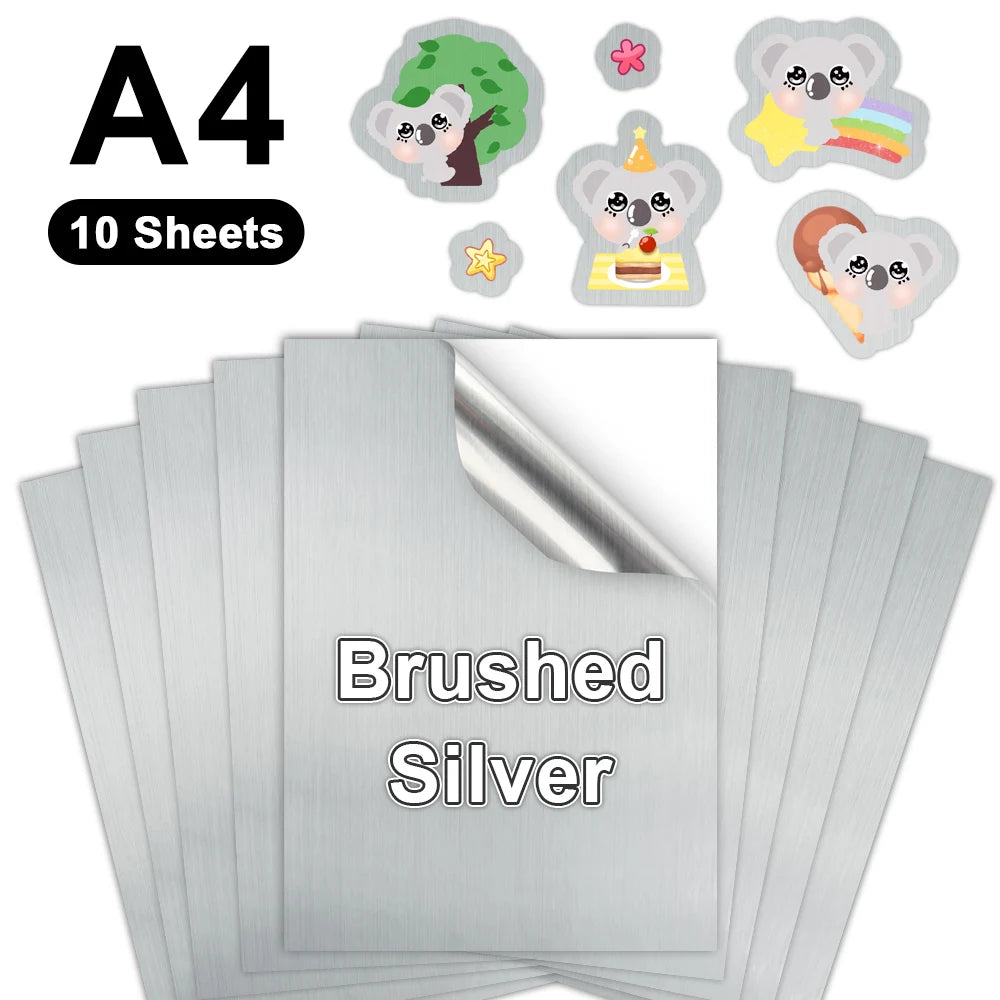 10Sheets 100% Transparent Printable Vinyl Sticker Paper Self-adhesive A4 Glossy White Copy Paper for Inkjet Printer DIY Stickers