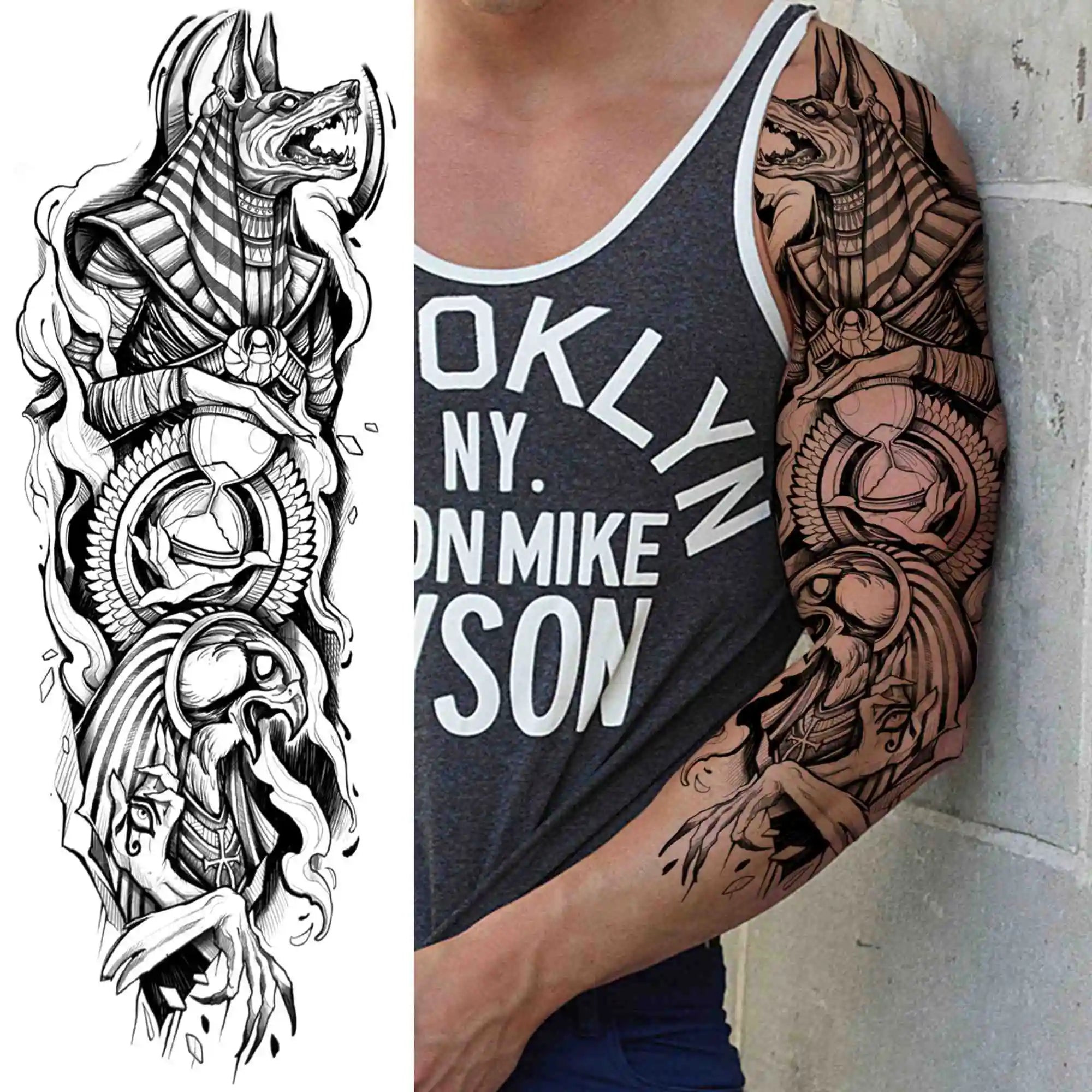 Full Arm Temporary Tattoos Sleeve For Men Women Realistic Fake Tatoos Warrior Lion Tiger Flower Tatoo Sticker Black Totem Maori