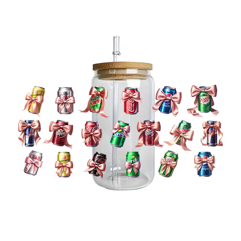 cup Beverage Series Easy peel waterproof DIY Decals 3D transfers uvdtf crystal stickers 16oz uv dtf cup wraps for Glasses