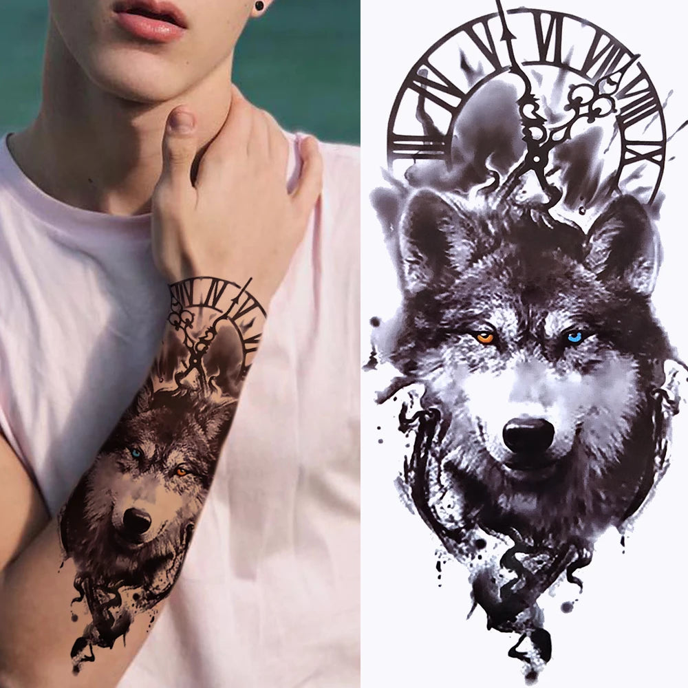 Full Arm Temporary Tattoos Sleeve For Men Women Realistic Fake Tatoos Warrior Lion Tiger Flower Tatoo Sticker Black Totem Maori