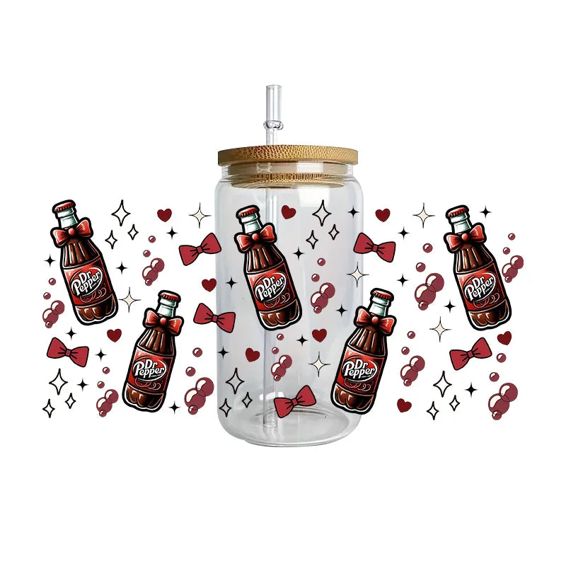 cup Beverage Series Easy peel waterproof DIY Decals 3D transfers uvdtf crystal stickers 16oz uv dtf cup wraps for Glasses