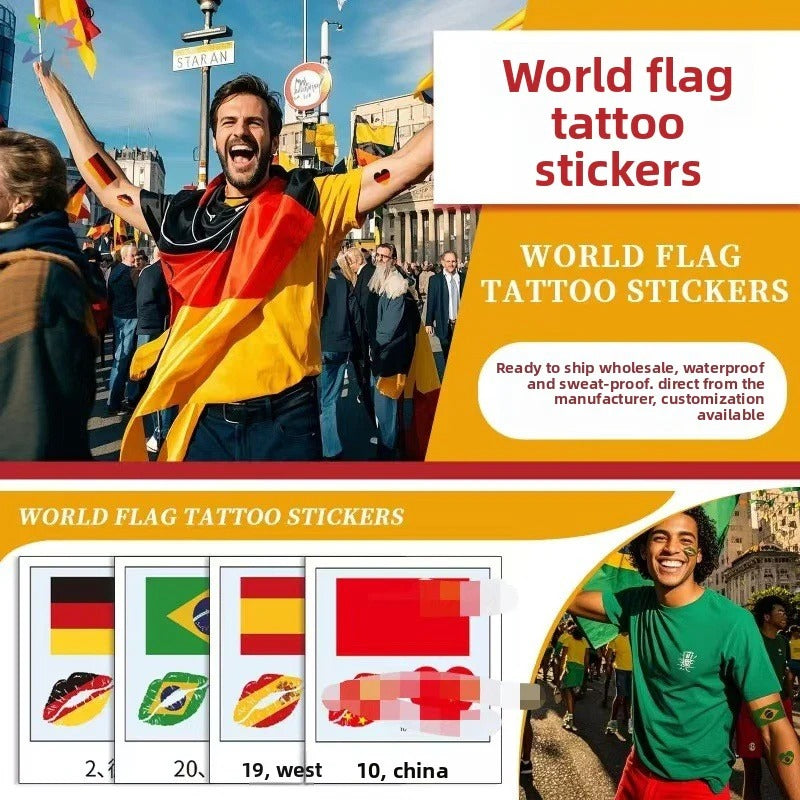 Sports competitions, marathon national flag tattoo stickers, sports games, national flag face stickers, waterproof and long-lasting tattoo stickers