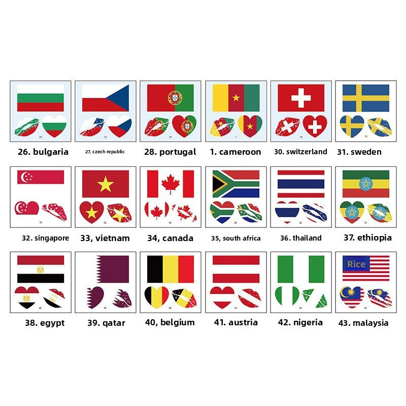 Sports competitions, marathon national flag tattoo stickers, sports games, national flag face stickers, waterproof and long-lasting tattoo stickers