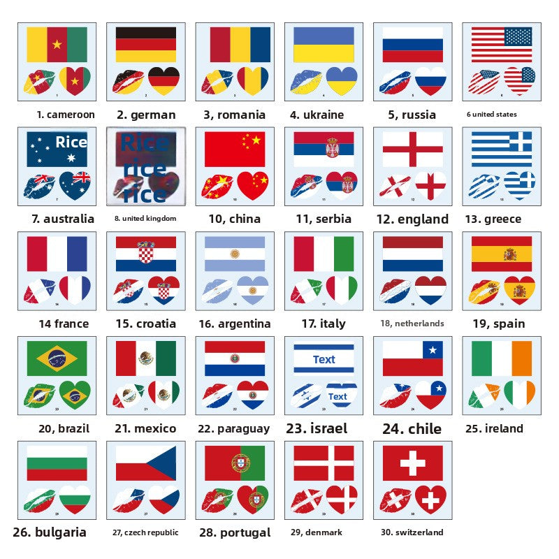 Sports competitions, marathon national flag tattoo stickers, sports games, national flag face stickers, waterproof and long-lasting tattoo stickers