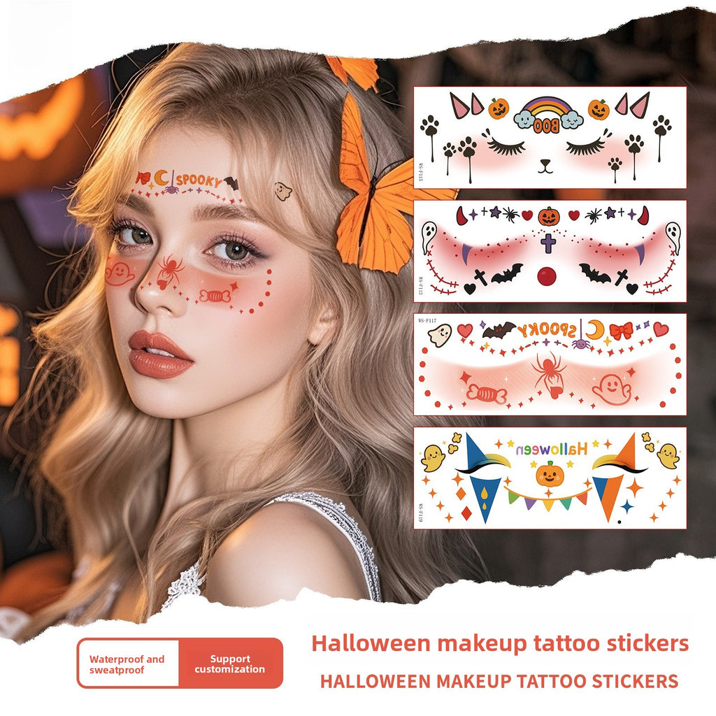 New Halloween makeup face sticker cute ghost makeup tattoo sticker party party sticker waterproof sweat tattoo