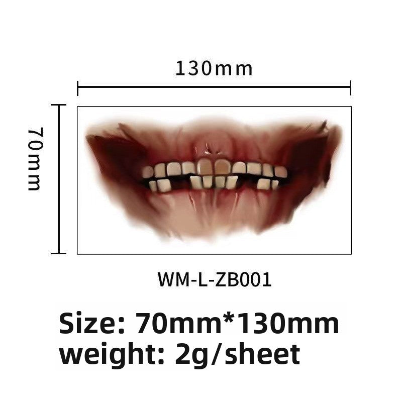 New Halloween Mouth Tattoo Stickers Party Horror Thriller Lip DIY Decoration