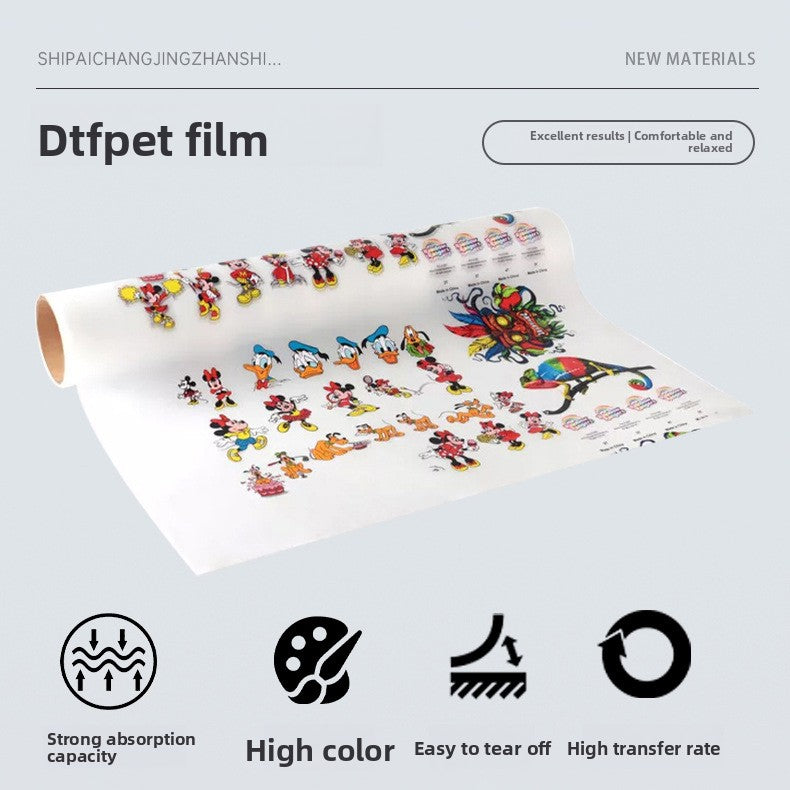 FRZ-Digital Heat Transfer Film Cold Hot Peel PET DTF White Ink Printing Film for Custom Apparel