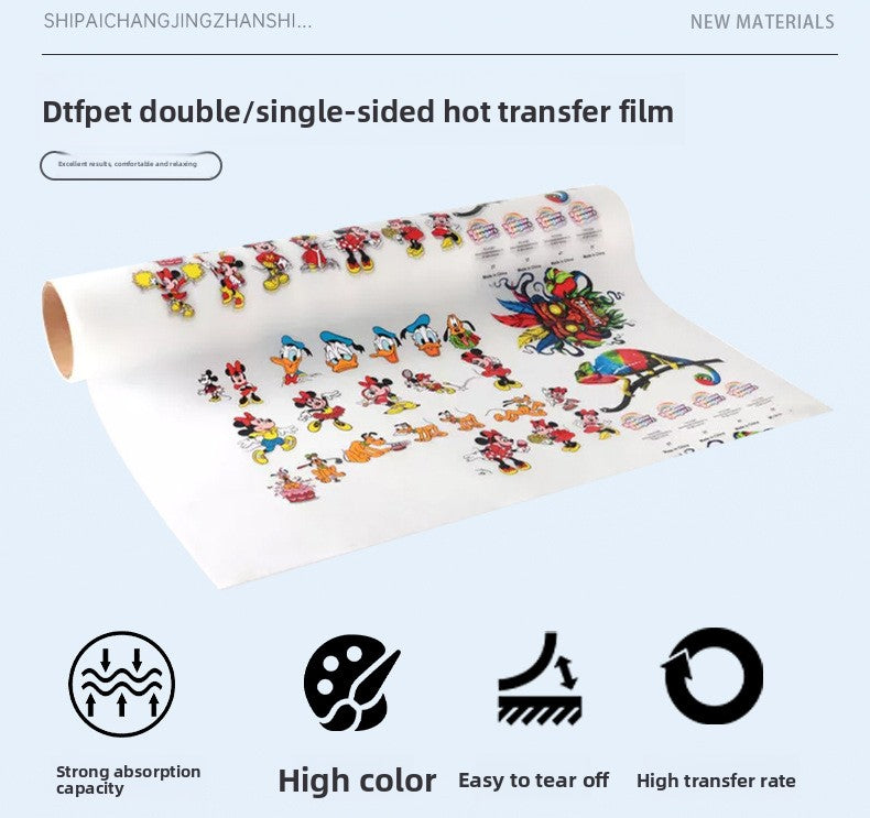 FRZ-Digital Heat Transfer Film Cold Hot Peel PET DTF White Ink Printing Film for Custom Apparel